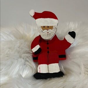 Festive Wooden Santa Figurine